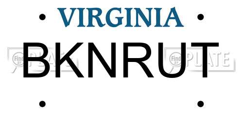 BKNRUT Virginia License Plate