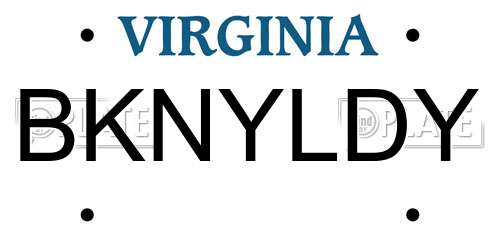 BKNYLDY Virginia License Plate