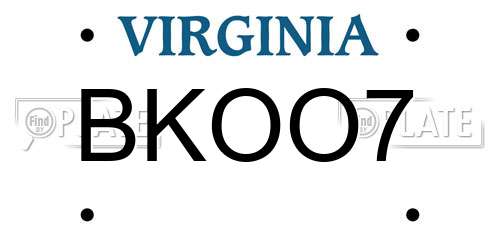 BKOO7 Virginia License Plate