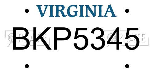 BKP5345 Virginia License Plate
