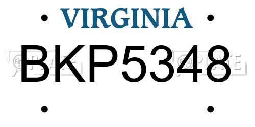 BKP5348 Virginia License Plate