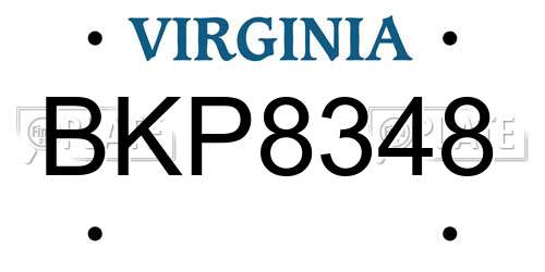 BKP8348 Virginia License Plate