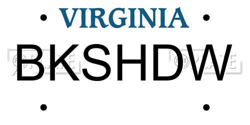BKSHDW Virginia License Plate