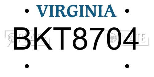 BKT8704 Virginia License Plate