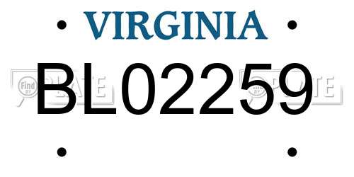 BL02259 Virginia License Plate