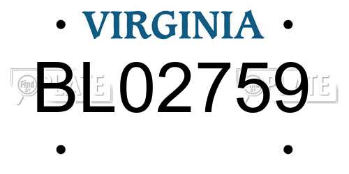 BL02759 Virginia License Plate