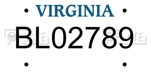BL02789 Virginia License Plate