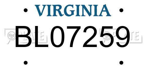 BL07259 Virginia License Plate