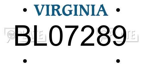 BL07289 Virginia License Plate
