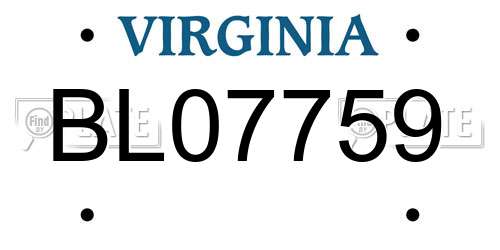 BL07759 Virginia License Plate