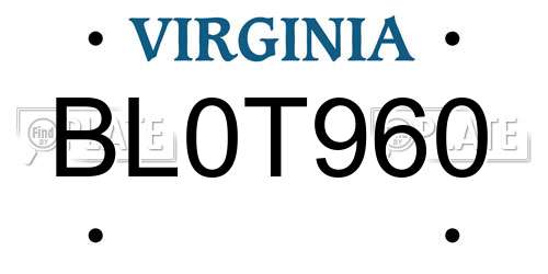 BL0T960 Virginia License Plate
