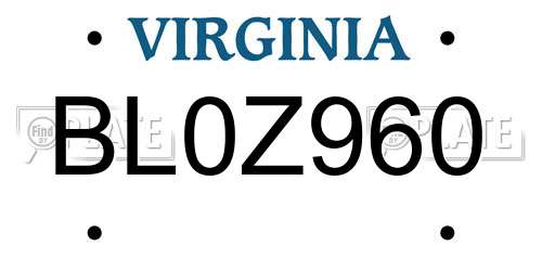 BL0Z960 Virginia License Plate