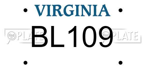 BL109 Virginia License Plate