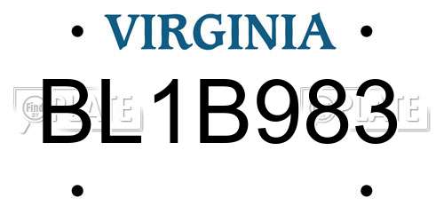 BL1B983 Virginia License Plate