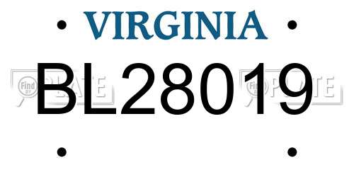 BL28019 Virginia License Plate