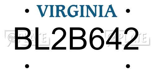 BL2B642 Virginia License Plate