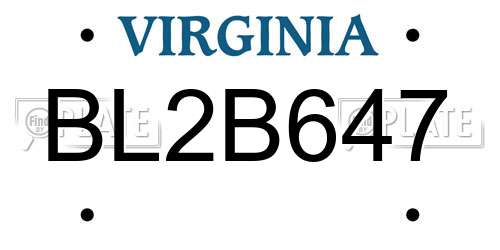 BL2B647 Virginia License Plate