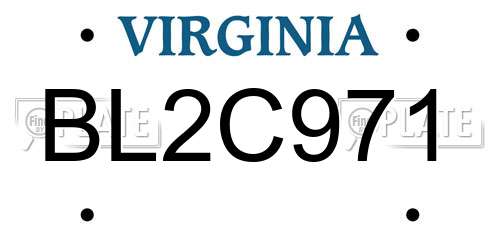 BL2C971 Virginia License Plate