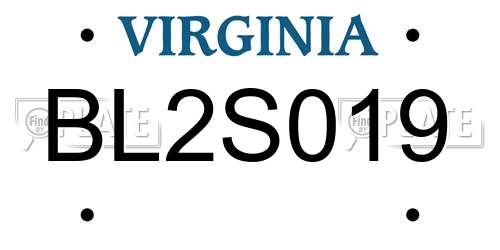 BL2S019 Virginia License Plate