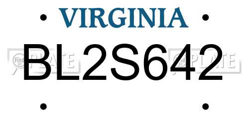 BL2S642 Virginia License Plate
