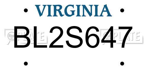 BL2S647 Virginia License Plate