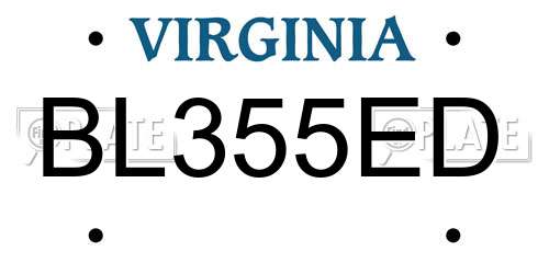 BL355ED Virginia License Plate