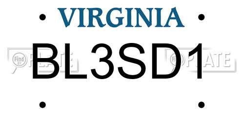 BL3SD1 Virginia License Plate