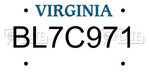 BL7C971 Virginia License Plate