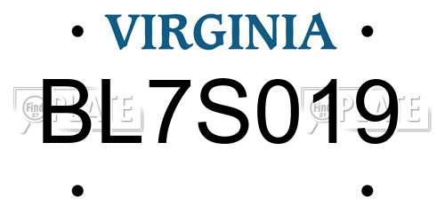 BL7S019 Virginia License Plate