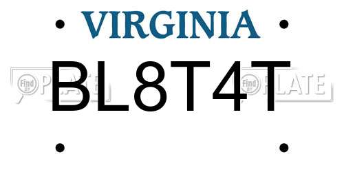 BL8T4T Virginia License Plate
