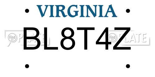 BL8T4Z Virginia License Plate
