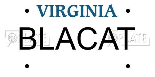 BLACAT Virginia License Plate