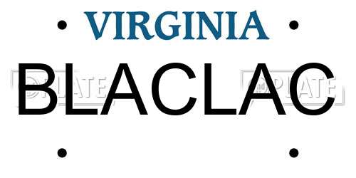 BLACLAC Virginia License Plate