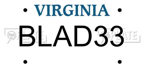 BLAD33 Virginia License Plate
