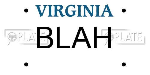 BLAH Virginia License Plate