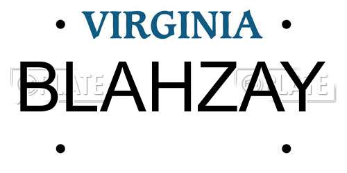 BLAHZAY Virginia License Plate