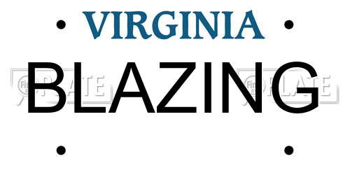 BLAZING Virginia License Plate
