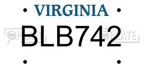 BLB742 Virginia License Plate