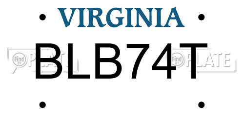 BLB74T Virginia License Plate