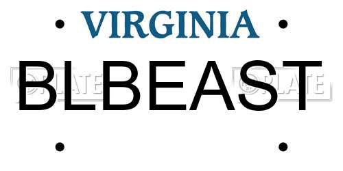 BLBEAST Virginia License Plate