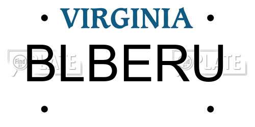 BLBERU Virginia License Plate