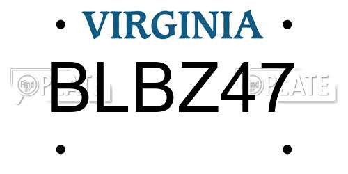 BLBZ47 Virginia License Plate