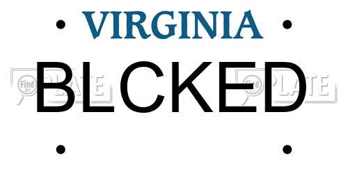 BLCKED Virginia License Plate