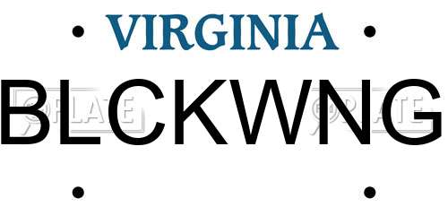 BLCKWNG Virginia License Plate