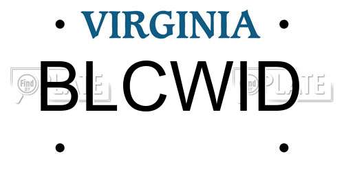 BLCWID Virginia License Plate