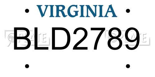 BLD2789 Virginia License Plate
