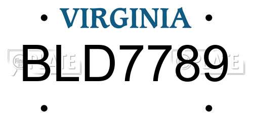 BLD7789 Virginia License Plate