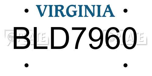 BLD7960 Virginia License Plate