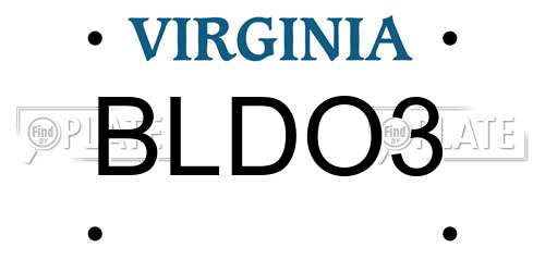 BLDO3 Virginia License Plate