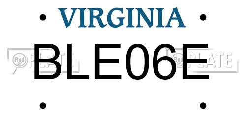 BLE06E Virginia License Plate